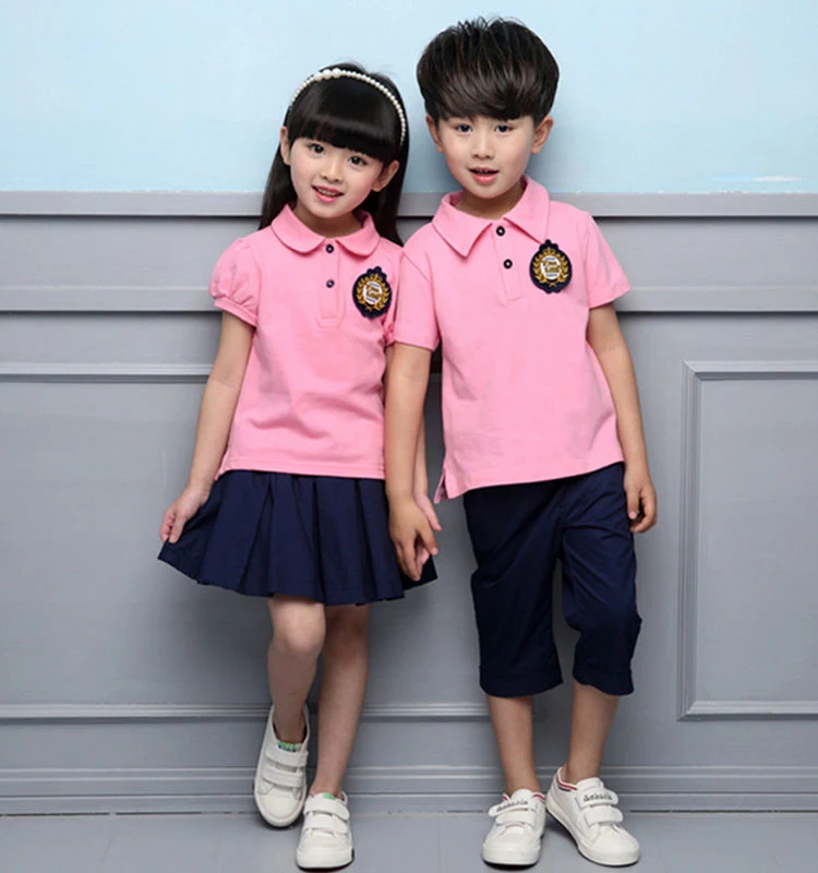 Custom Logo Short Sleeve Primary Polo Shirts and Shorts School Uniform