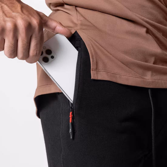 Fato de fábrica OEM Atacado Calça de moletom com bolso com zíper lateral Calça de corrida masculina personalizada